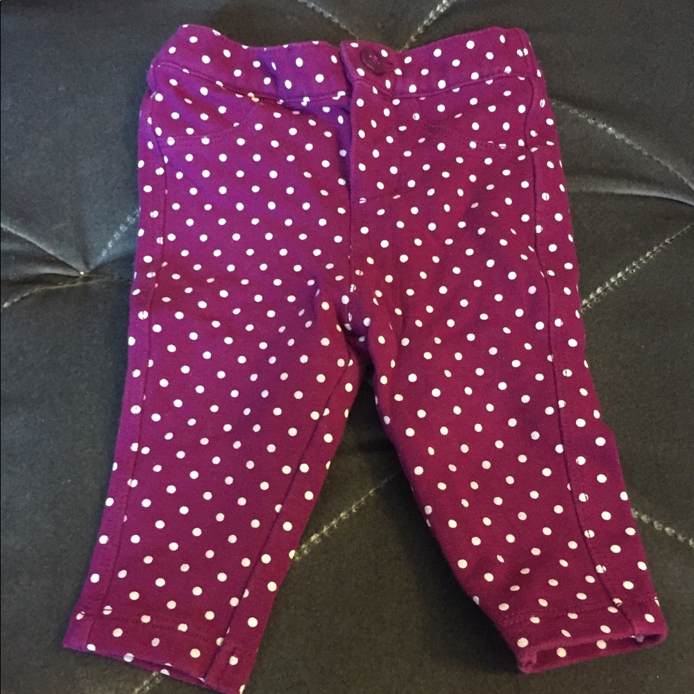 Cherokee Infant Girl Maroon Polka Dot Pants